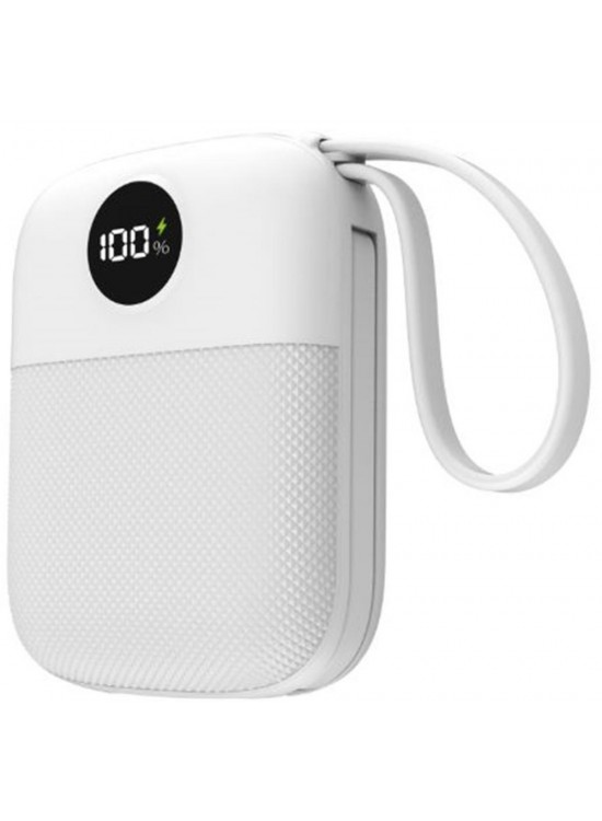 S-link MP110 10000mAh PD22.5W Type-C+Lightning Kablolu Beyaz  Pil Şarj Cihazı Powerbank