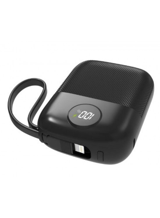 S-link MP110 10000mAh PD22.5W Type-C+Lightning Kablolu Siyah  Pil Şarj Cihazı Powerbank