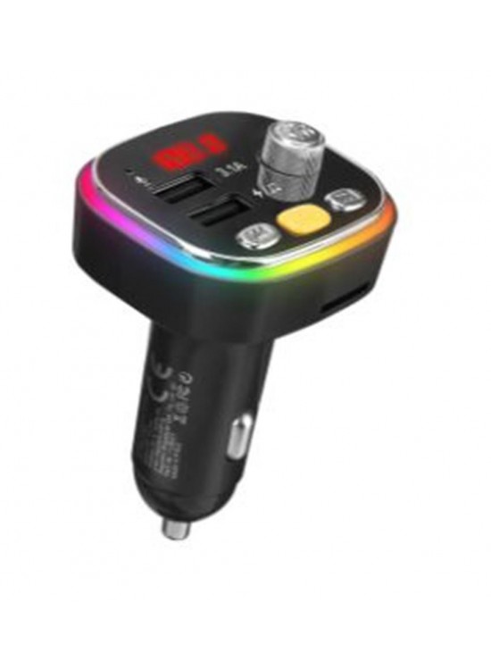 S-link SL-BT306 Çift USB 5V 3.1A Rainbow Işıklı Led Ekran TF Kartlı V5.0 Bluetooth Fm Transmitter