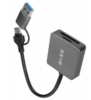S-link SL-CR21 TypeC ve USB3.0 SD-Micro SD 110M-S Hızlı 2 in 1 Metal Kart Okuyucu