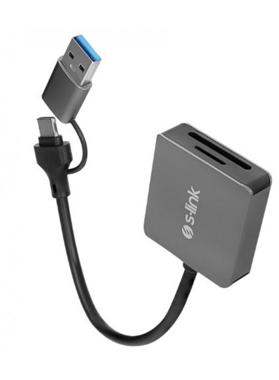 S-link SL-CR21 TypeC ve USB3.0 SD-Micro SD 110M-S Hızlı 2 in 1 Metal Kart Okuyucu S-link SL-CR21 TypeC ve USB3.0 SD-Micro SD 110M-S Hızlı 2 in 1 Metal Kart Okuyucu