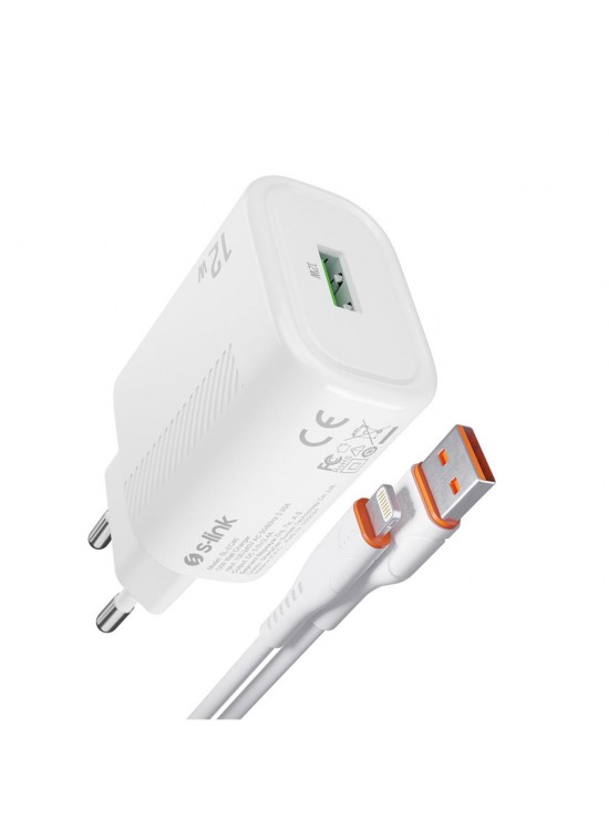 S-link SL-EC40L Lightning Kablolu 5V 2400MA Beyaz Ev Şarj Adaptörü S-link SL-EC40L Lightning Kablolu 5V 2400MA Beyaz Ev Şarj Adaptörü