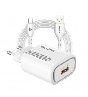 S-link SL-EC40T Type-C Kablolu 5V 2400MA Beyaz Ev Şarj Adaptörü