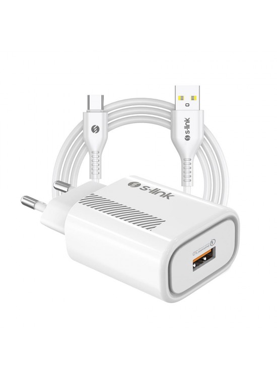 S-link SL-EC40T Type-C Kablolu 5V 2400MA Beyaz Ev Şarj Adaptörü S-link SL-EC40T Type-C Kablolu 5V 2400MA Beyaz Ev Şarj Adaptörü