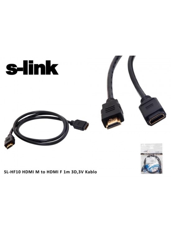 S-link SL-HF10 Hdmı m to Hdmı f 1 Mt 3d,3v Kablo Hdmı Erkek To Hdmı Dişi Uzatma S-link SL-HF10 Hdmı m to Hdmı f 1 Mt 3d,3v Kablo Hdmı Erkek To Hdmı Dişi Uzatma