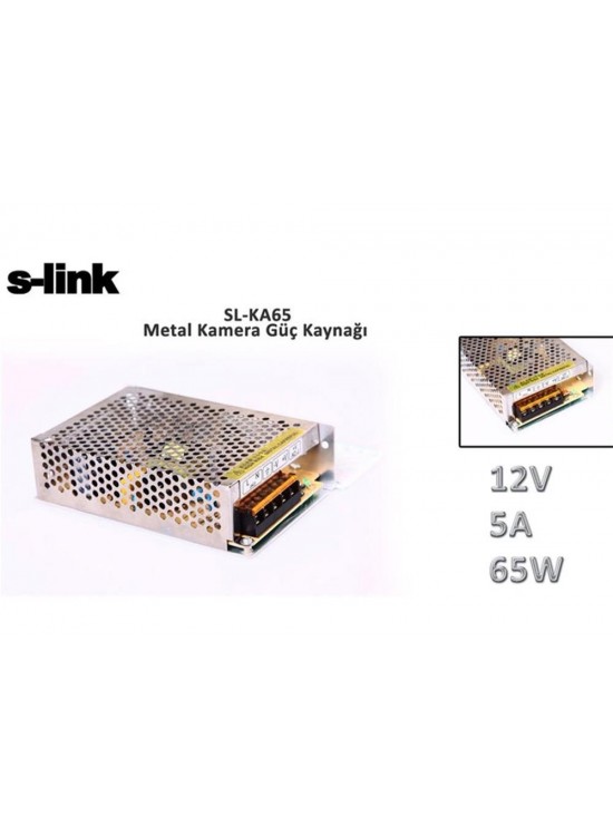 S-link SL-KA65 12V 5A 65W Metal Kamera Güç Kaynağı