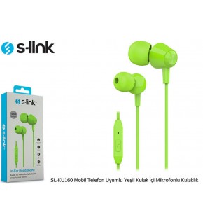 S-link SL-KU160 Mobil Telefon Uyumlu Yesili Kulak İçi Mikrofonlu Kulaklık