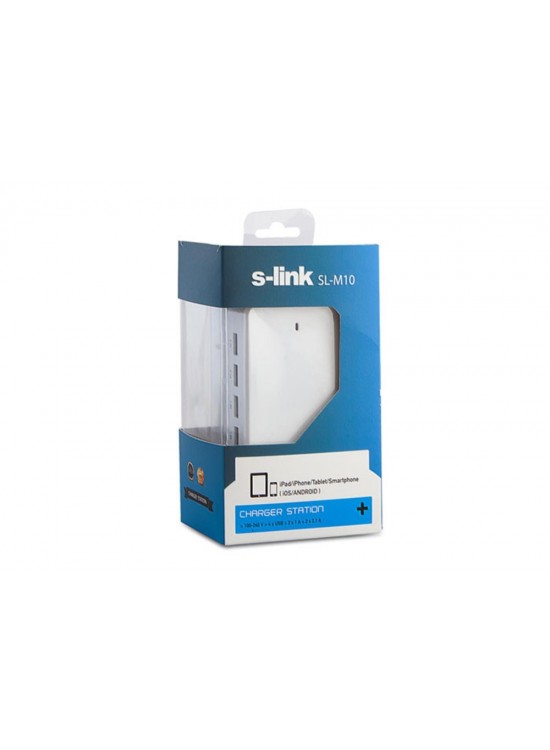 S-link SL-M10 6.2A 4-Usb Beyaz Usb şarj