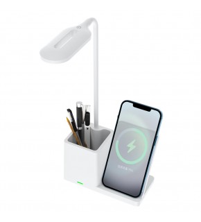 S-link SL-M9054 Siyah TypeC 10W Kablosuz Şarj Cihazı Kalemlikli Masa Lambası