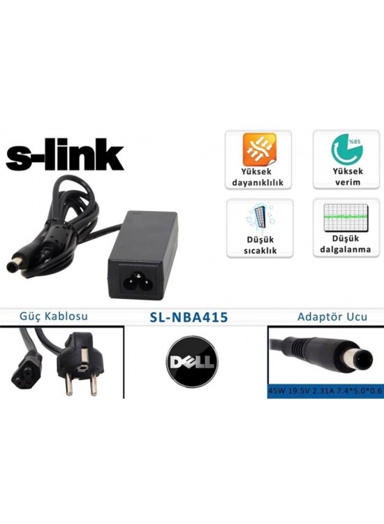 S-link sl-nba415 45w 19.5v 2.31a 7.4-5.0-0.6 Dell Notebook Adaptörü