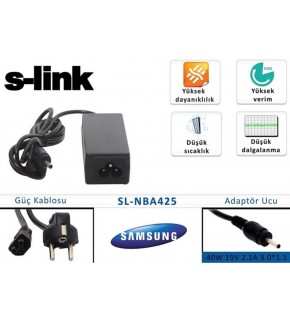 S-link SL-NBA425 40w 19v 2.1a 3.0-1.1 Samsung Notebook Adaptörü