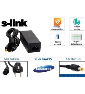 S-link SL-NBA435 40w 19v 2.1a 5.0-3.0 Samsung Notebook Standart Adaptörü