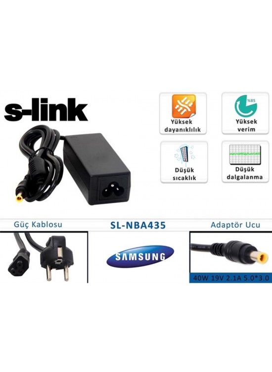 S-link SL-NBA435 40w 19v 2.1a 5.0-3.0 Samsung Notebook Standart Adaptörü