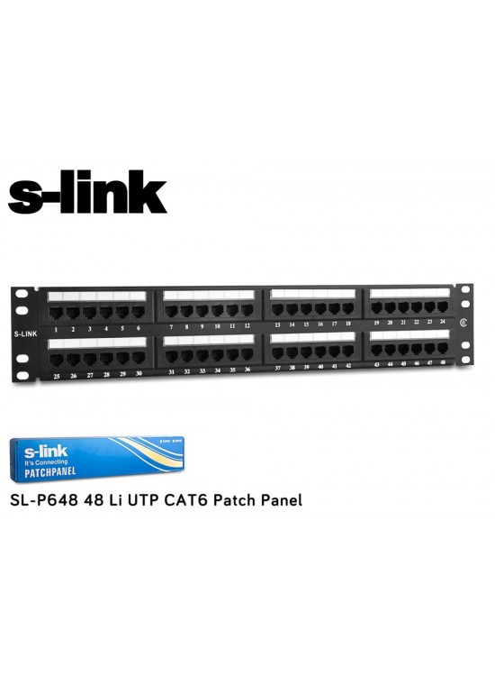 S-link  SL-P648 48 Port Cat6 Utp Patch Panel