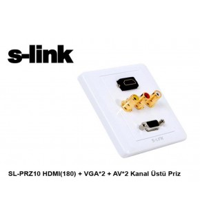 S-link  SL-PRZ10 Hdmı(180) + vga-2 + av-2 Kanal Üst Priz