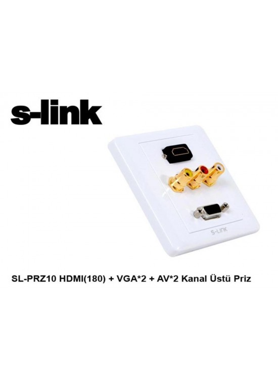 S-link SL-PRZ10 Hdmı(180) + vga-2 + av-2 Kanal Üst Priz S-link SL-PRZ10 Hdmı(180) + vga-2 + av-2 Kanal Üst Priz