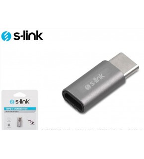 S-link SL-TA25M Gümüş Metal Gövde MicroUSB 5pin F to Type C M Çevirici