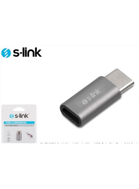 S-link SL-TA25M Gümüş Metal Gövde MicroUSB 5pin F to Type C M Çevirici S-link SL-TA25M Gümüş Metal Gövde MicroUSB 5pin F to Type C M Çevirici
