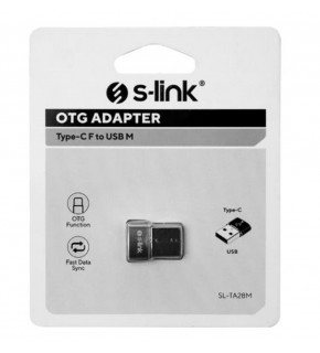 S-link SL-TA28M Siyah Type C F to USB M Metal Gövdeli OTG Çevirici