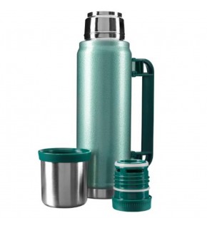 S-link SL-TM13 Yeşil Kumlama Boya 750ML Iç 304  Plastik Kulp Ve Portatif Paslanmaz Çelik Termos Kupa