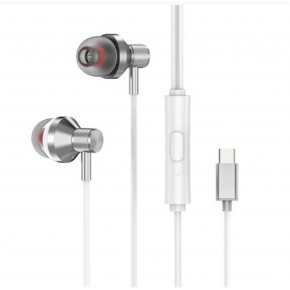 S-link SL-TPK03 TypeC Telefon Uyumlu Metal Beyaz Kulak İçi Mikrofonlu Kulaklık