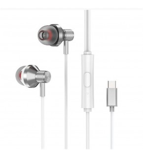 S-link SL-TPK03 TypeC Telefon Uyumlu Metal Beyaz Kulak İçi Mikrofonlu Kulaklık