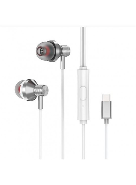 S-link SL-TPK03 TypeC Telefon Uyumlu Metal Beyaz Kulak İçi Mikrofonlu Kulaklık