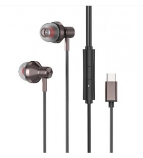 S-link SL-TPK03 TypeC Telefon Uyumlu Metal Siyah Kulak İçi Mikrofonlu Kulaklık