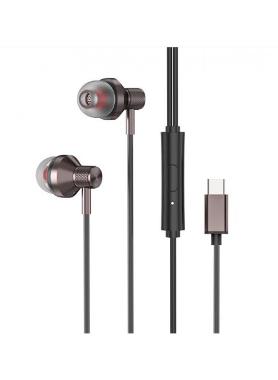 S-link SL-TPK03 TypeC Telefon Uyumlu Metal Siyah Kulak İçi Mikrofonlu Kulaklık