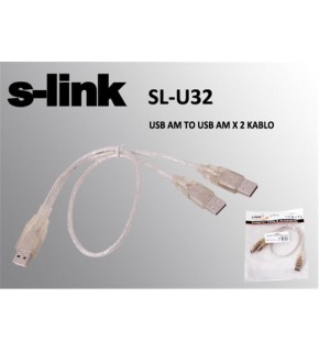 S-link SL-U32 Usb 2.0 Usb Erkek To 2x Usb Erkek 0.60cm Kablo
