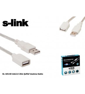 S-link SL-UE140 20mt 2.0 Usb Şeffaf Uzatma Kablosu