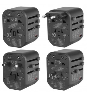 S-link SL-WL20PD 2-USB 2.4A + PD 20W Yedek Akım Sigortalı 100-240V Universal Çevirici Priz Adaptör