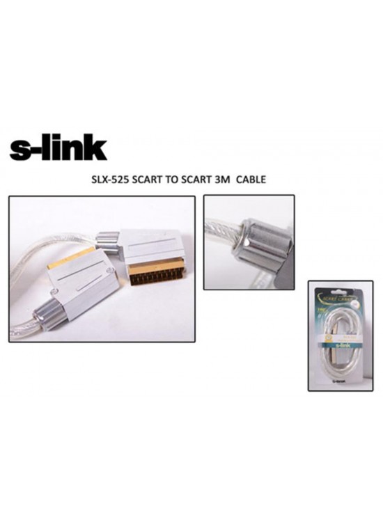 S-link SLX-525 Scart To Scart 3mt Gold Metal Kablo S-link SLX-525 Scart To Scart 3mt Gold Metal Kablo