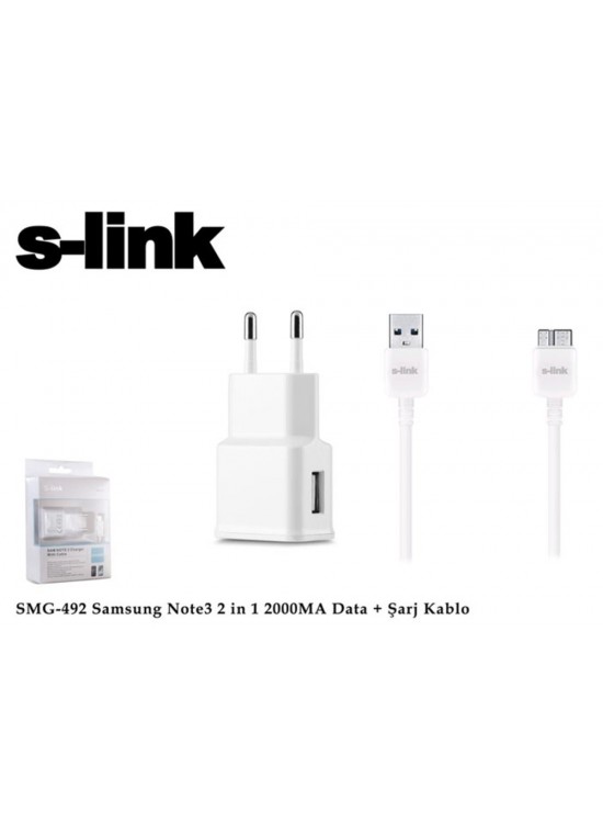 S-link SMG-492 2000mah Note 3 Şarj Kablo Priz Data Şarj Kablosu S-link SMG-492 2000mah Note 3 Şarj Kablo Priz Data Şarj Kablosu