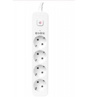 S-link SPG401S 1.5m 1.5mm 100 yüzde  Bakır 750 Joule 4 lü Anahtarlı Akım Korumalı Priz