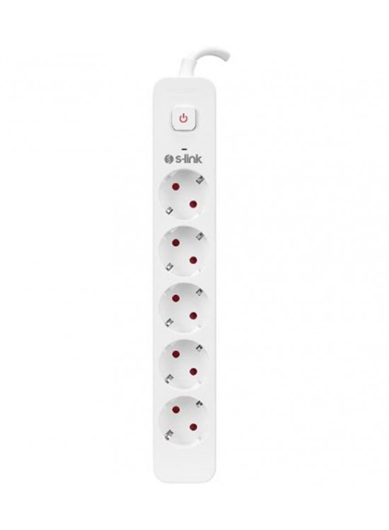 S-link SPG501S 1.5m 1.5mm 100 yüzde  Bakır 750 Joule 5 li Anahtarlı Akım Korumalı Priz
