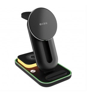 S-link SW-CWF117 Siyah Ayarlanabilir Standlı 15W 3 in 1 Magsafe Kablosuz Şarj Cihazıı