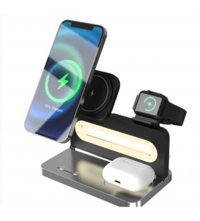 S-link SW-CWF120 Siyah Telefon Kulaklık Akıllı Saat 15W 3 in 1 Magsafe Kablosuz Şarj Cihazı