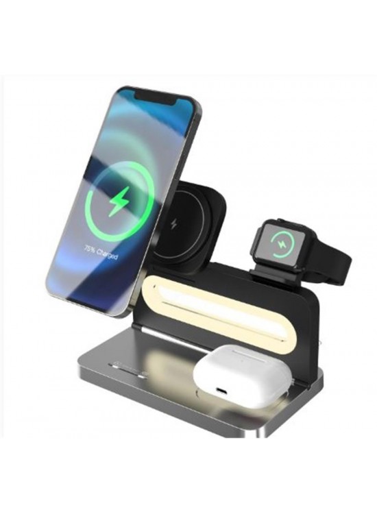 S-link SW-CWF120 Siyah Telefon Kulaklık Akıllı Saat 15W 3 in 1 Magsafe Kablosuz Şarj Cihazı