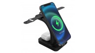 S-link SW-CWF130 Siyah Telefon Kulaklık Akıllı Saat 15W 3 in 1 Magsafe Led Logo Kablosuz Şarj Cihazı