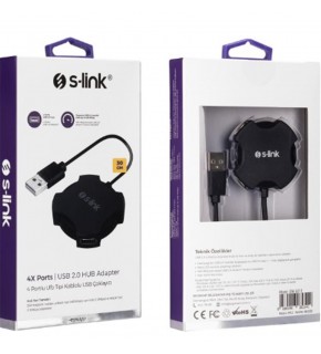 S-link Swapp SW-U212 Siyah Usb 2.0 4 Port Hub Kablolu Çevirici Adaptör