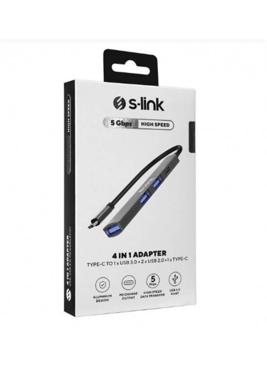 S-link SWV-USBC023 4 in 1 Gri Metal TypeC to 2-USB2.0 USB 3.0, PD Type C Adaptör S-link SWV-USBC023 4 in 1 Gri Metal TypeC to 2-USB2.0 USB 3.0, PD Type C Adaptör