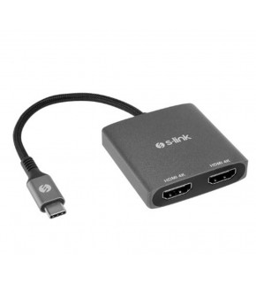 S-link SWV-USBC026 4K@30Hz Gri Metal Type-C to 2 port HDMI Adaptör