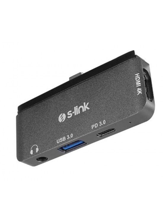 S-link SWV-USBC035 Type-C to HDMI + PD + USB 3.0 3.5mm Aux port Çevirici Adaptör