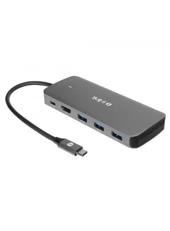 S-link SWV-USBC036 6 in 1 Gri Metal Type-C to HDMI Depolama Fonskiyonlu 6 in 1 USB-C Hub