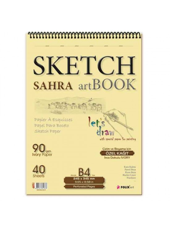 Sahra Spiralli 24,5x34,5 Blok.90 Gr.Ivory Kağıt Sahra Spiralli 24,5x34,5 Blok.90 Gr.Ivory Kağıt