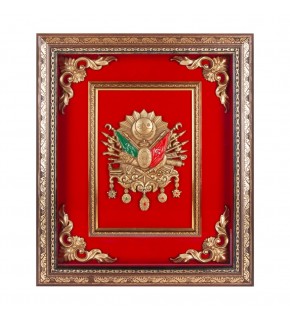 SALTANAT KIRMIZI OSMANLI ARMASI KABARTMALI TABLO