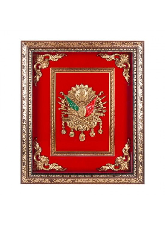 SALTANAT KIRMIZI OSMANLI ARMASI KABARTMALI TABLO