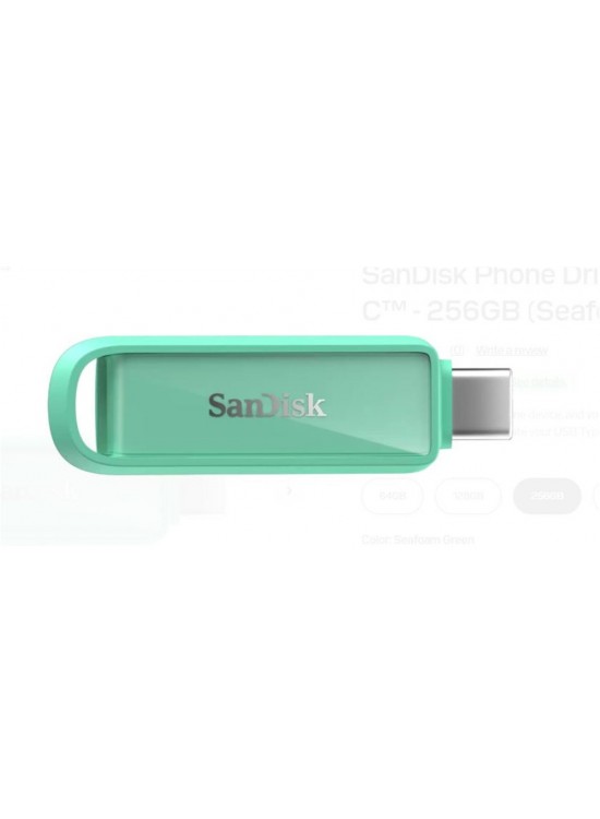 Sandisk SDIXS0N-256G-GN6NQ 256GB Phone Drive with USB-C-128GB (Seafoam Green) Flash Bellek Sandisk SDIXS0N-256G-GN6NQ 256GB Phone Drive with USB-C-128GB (Seafoam Green) Flash Bellek