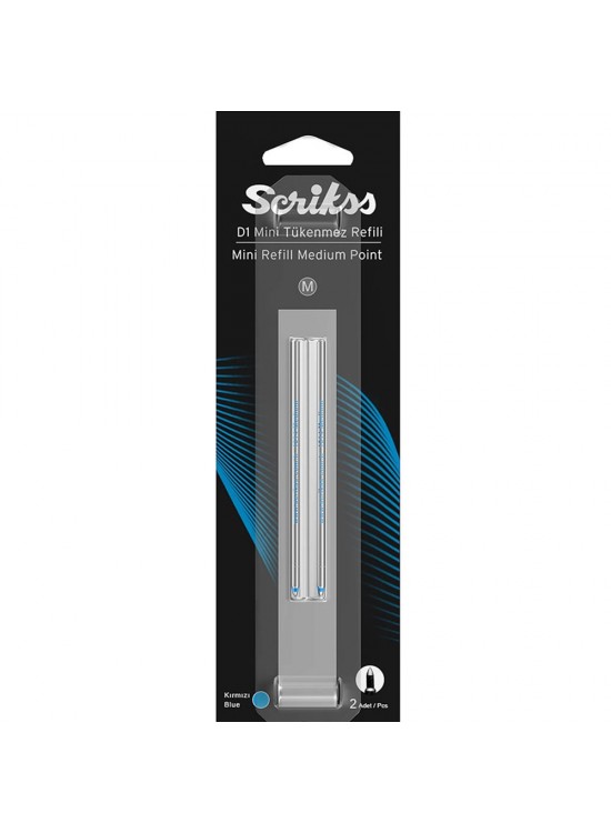 Scrikss D1 Tükenmez Medıum Kısa Refil Mavi Blister (1 Adet)